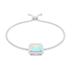 2 Carat Emerald Cut Ethiopian Opal and Diamond Bolo Chain Bracelet AAA - Rosec Jewels