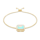 2 Carat Emerald Cut Ethiopian Opal and Diamond Bolo Chain Bracelet AAA - Rosec Jewels
