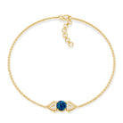 Real London Blue Topaz and Diamond Chain Bracelet AAA - Rosec Jewels