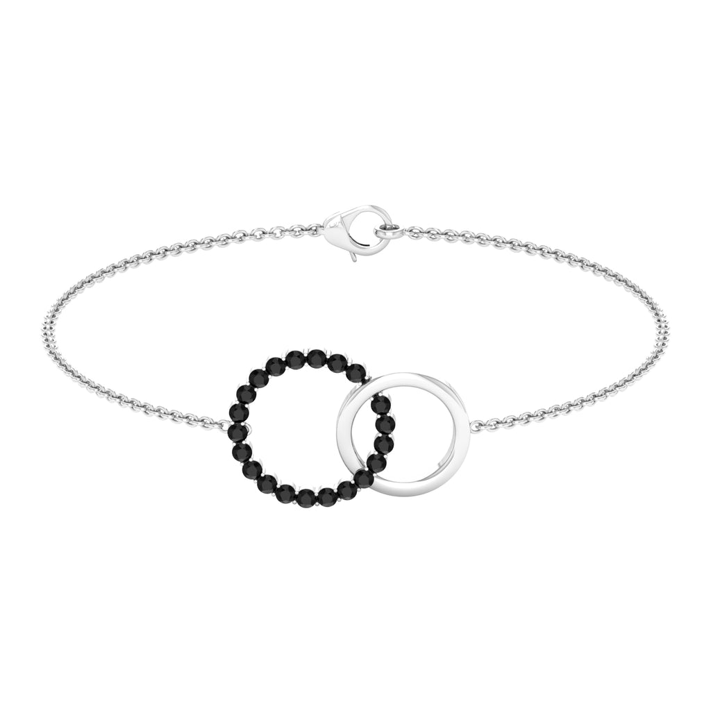 3/4 CT Prong Set Round Cut Black Diamond Eternity Interlock Chain Bracelet Black Diamond - ( AAA ) - Quality - Rosec Jewels
