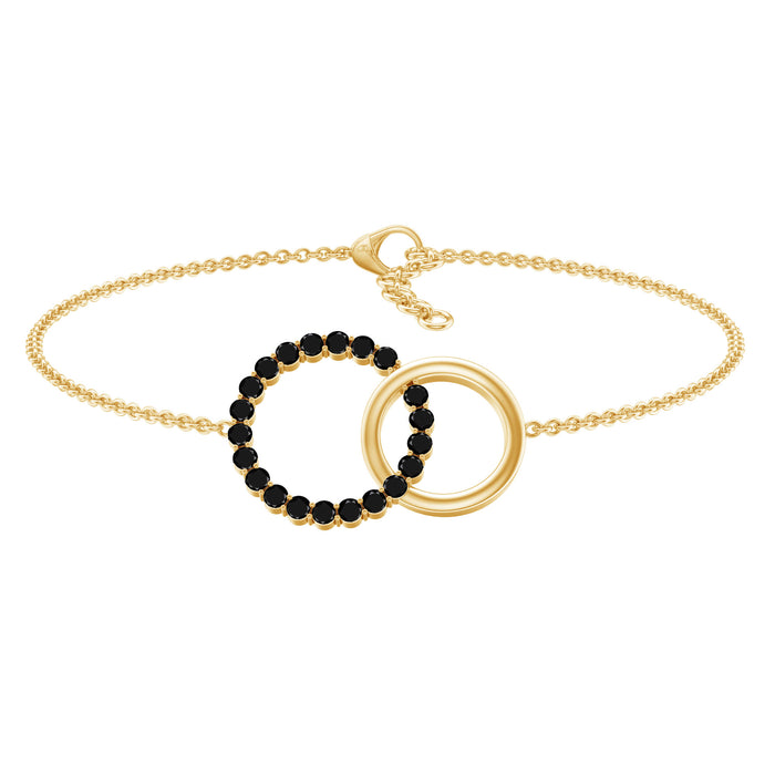 3/4 CT Prong Set Round Cut Black Diamond Eternity Interlock Chain Bracelet