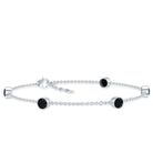 Black Onyx Station Chain Bracelet for Women AAA - Rosec Jewels