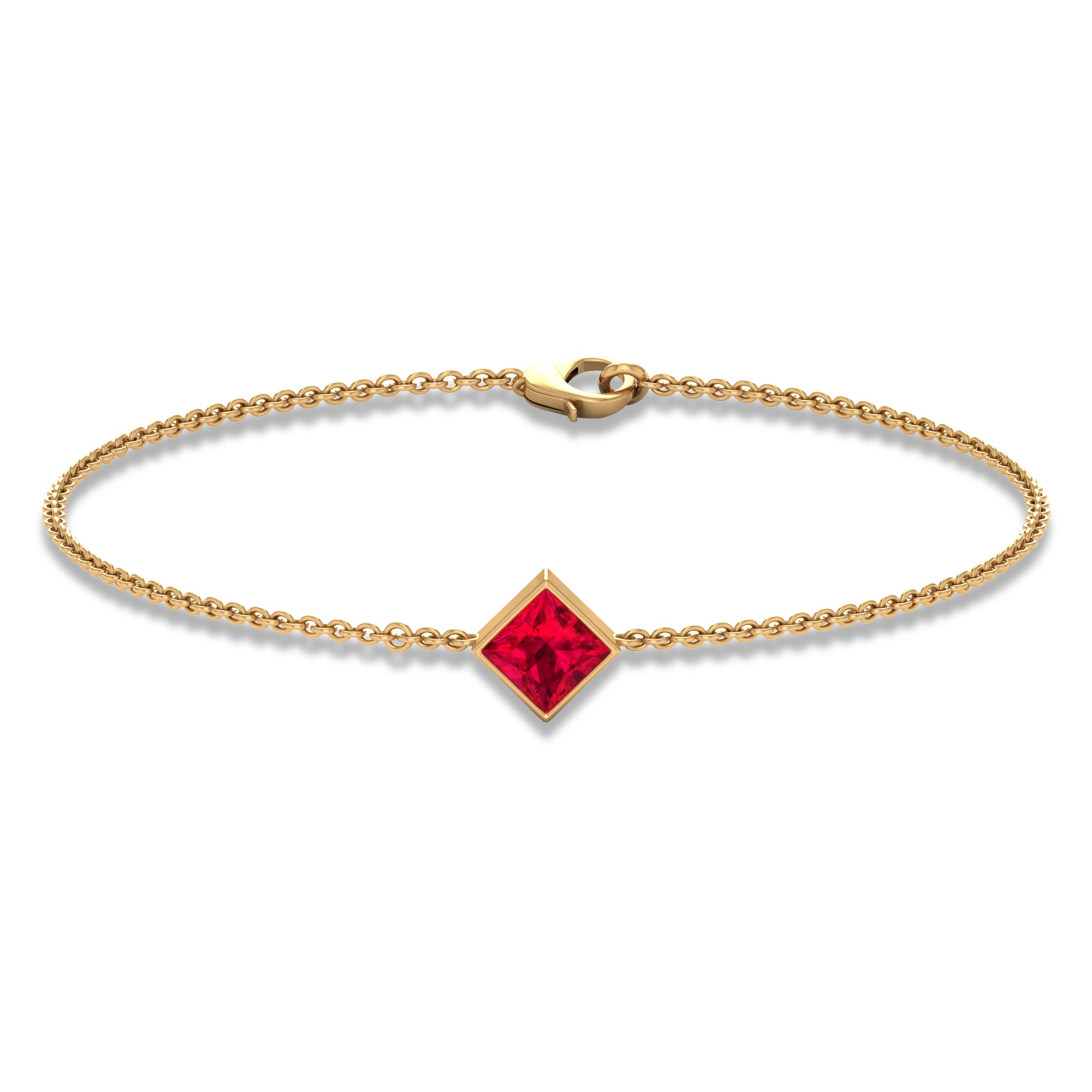 0.8 Carat Princess Cut Ruby Birthstone Bracelet AAA - Rosec Jewels