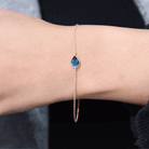 3/4 CT Pear Cut London Blue Topaz Solitaire Gold Chain Bracelet London Blue Topaz - ( AAA ) - Quality - Rosec Jewels