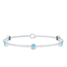 Real Aquamarine Station Chain Bracelet in Bezel Setting AAA - Rosec Jewels