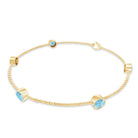 Real Aquamarine Station Chain Bracelet in Bezel Setting AAA - Rosec Jewels