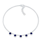 2 Carat Bezel Set Blue Sapphire Charm Bracelet AAA - Rosec Jewels