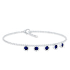 2 Carat Bezel Set Blue Sapphire Charm Bracelet AAA - Rosec Jewels