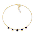 2 Carat Bezel Set Blue Sapphire Charm Bracelet AAA - Rosec Jewels
