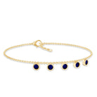 2 Carat Bezel Set Blue Sapphire Charm Bracelet AAA - Rosec Jewels
