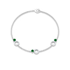 Genuine Emerald and Diamond Station Chain Bracelet AAA - Rosec Jewels