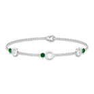 Genuine Emerald and Diamond Station Chain Bracelet AAA - Rosec Jewels