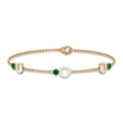 Genuine Emerald and Diamond Station Chain Bracelet AAA - Rosec Jewels