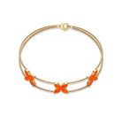 Marquise Cut Fire Opal Flower Chain Bracelet AAA - Rosec Jewels