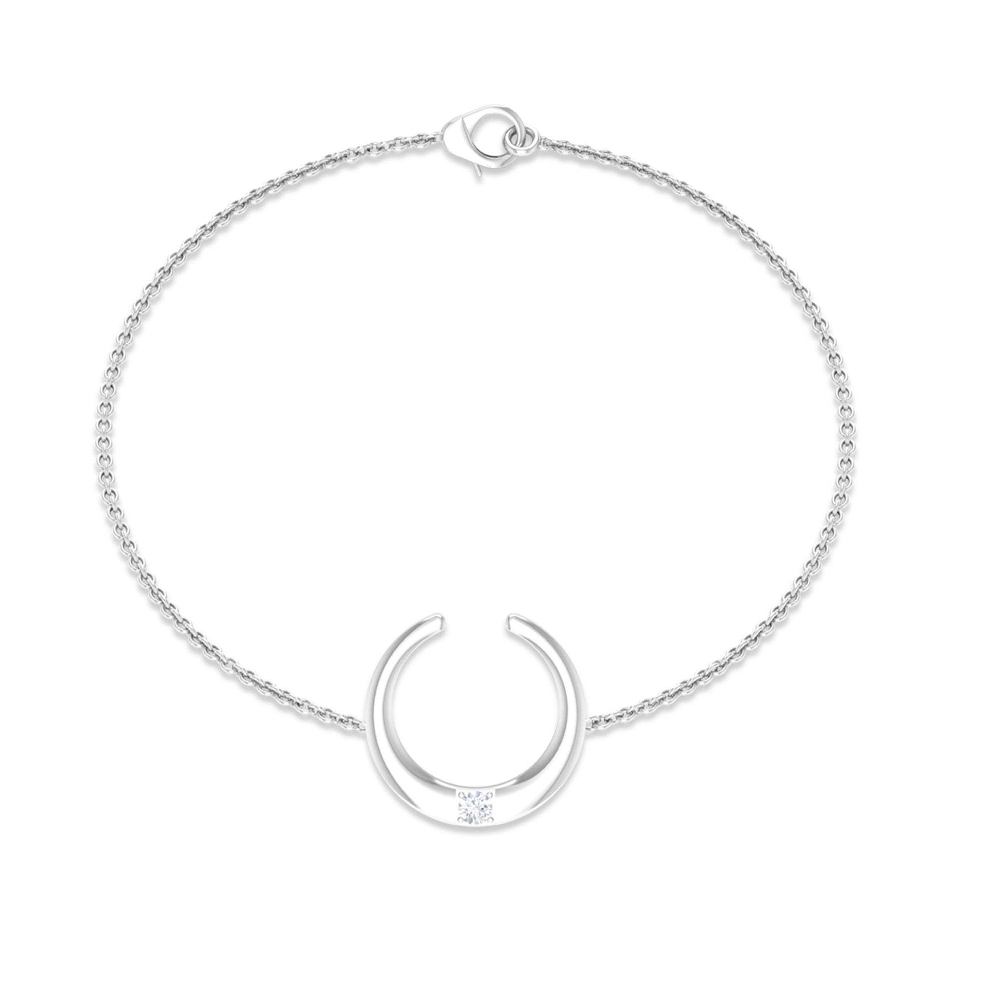 Certified Diamond Moon Chain Bracelet Natural - ( HI-SI ) - Rosec Jewels