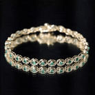 Lab Created Emerald Tennis Bracelet in Bezel Setting AAAA - Rosec Jewels