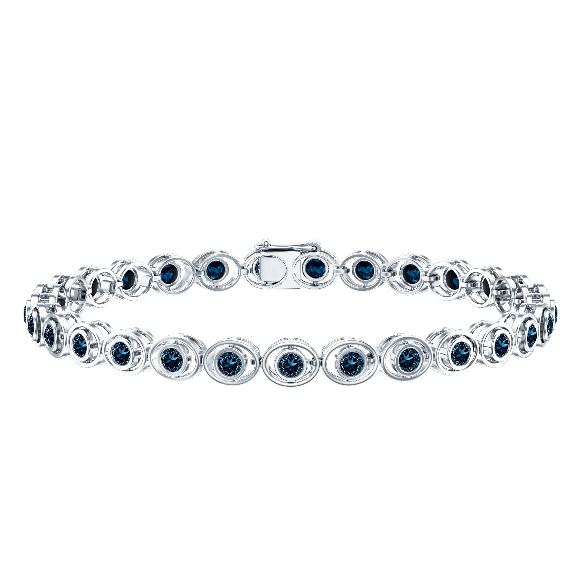 Bezel Set London Blue Topaz Tennis Bracelet for Women