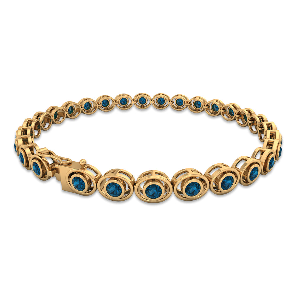 Bezel Set London Blue Topaz Tennis Bracelet for Women AAA - Rosec Jewels