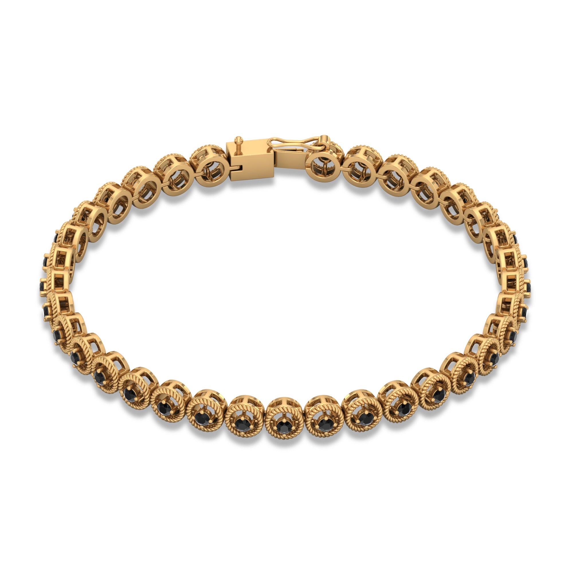 6.63 Carat Lab Grown Black Diamond Tennis Bracelet with Rope Frame AAAA ( Synthetic ) - Rosec Jewels