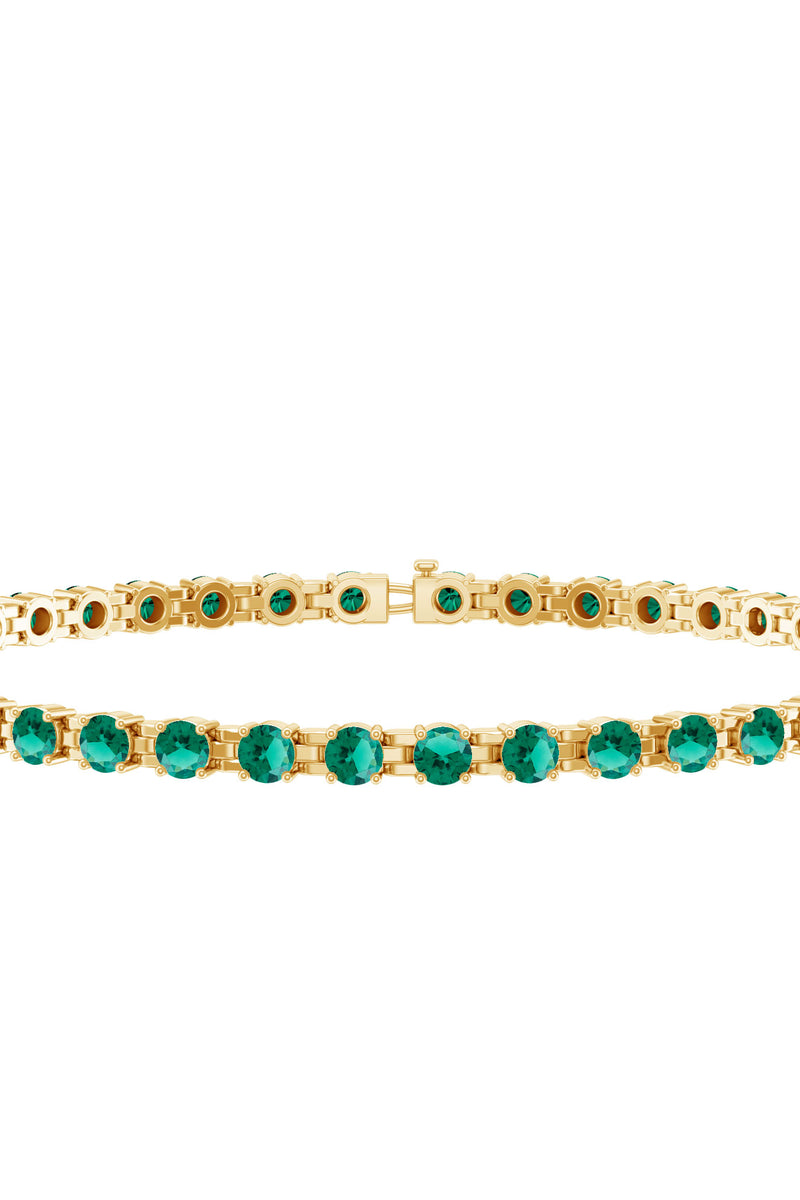 Rosec Jewels Certified Lab Grown Emerald Tennis Bracelet For Wedding
