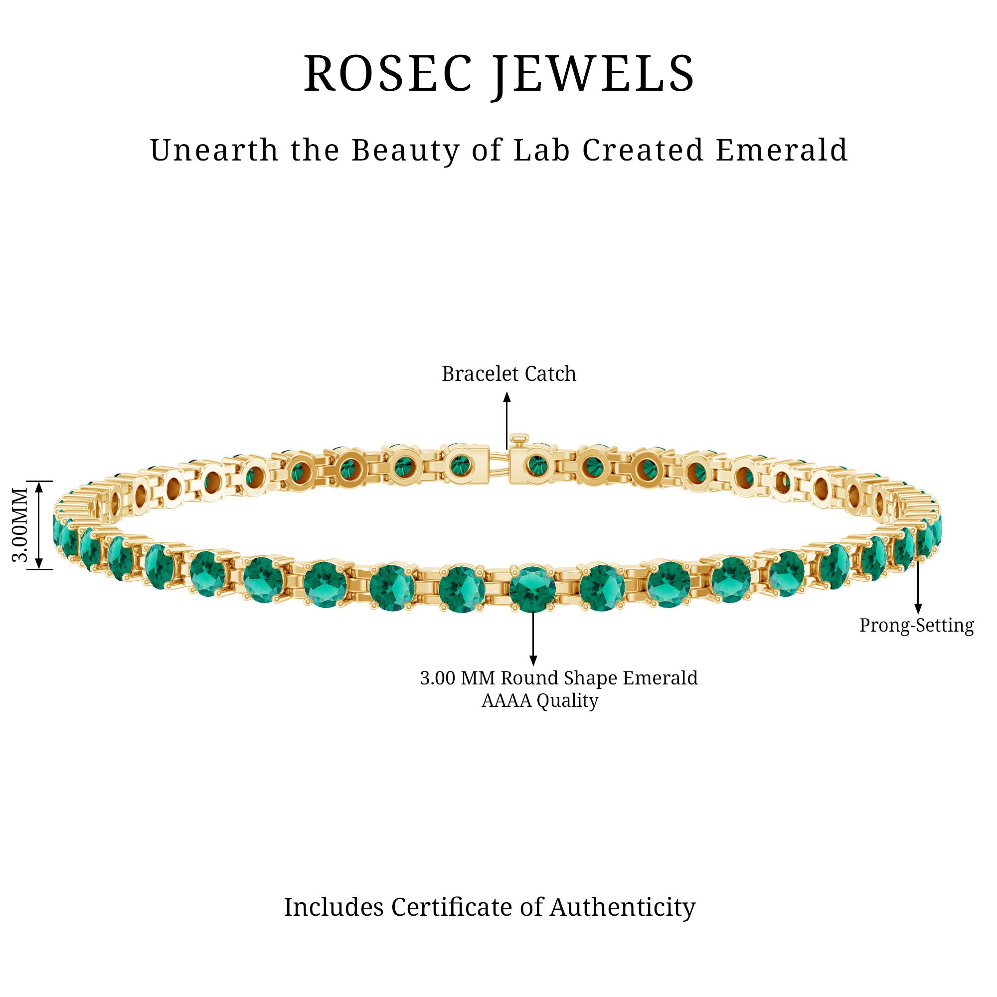 Certified Lab Grown Emerald Tennis Bracelet For Wedding – Rosec Jewels