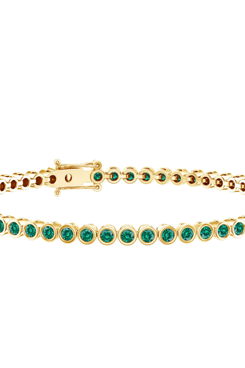 Rosec Jewels Bezel Set Lab Created Emerald Tennis Bracelet for Women