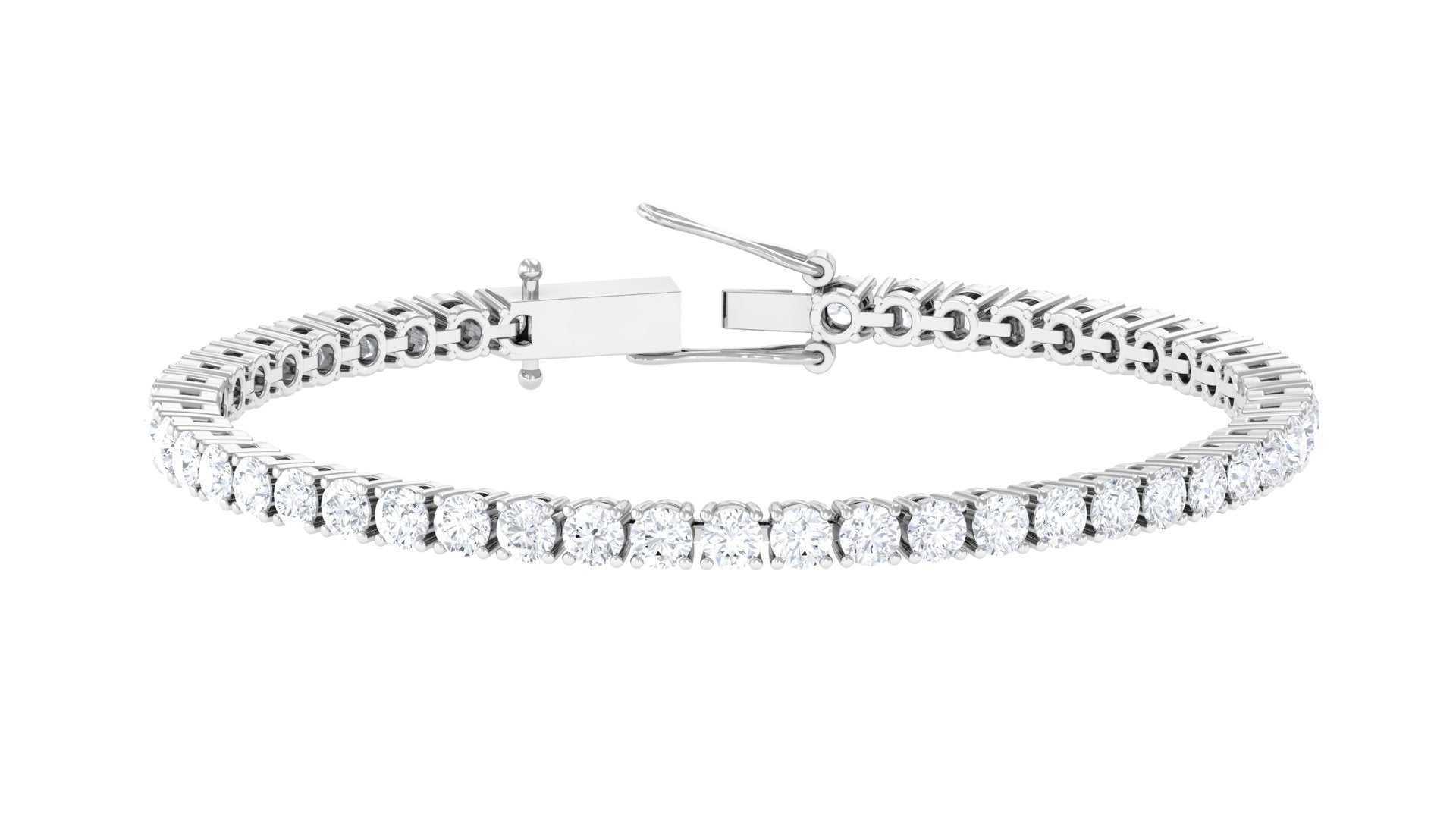 Certified Moissanite Tennis Bracelet in Prong Setting, Chain Size 7.0 Inches With Silver Moissanite - ( D-VS1 ) - Color and Clarity 92.5 Sterling Silver 7.0 Inches - Rosec Jewels