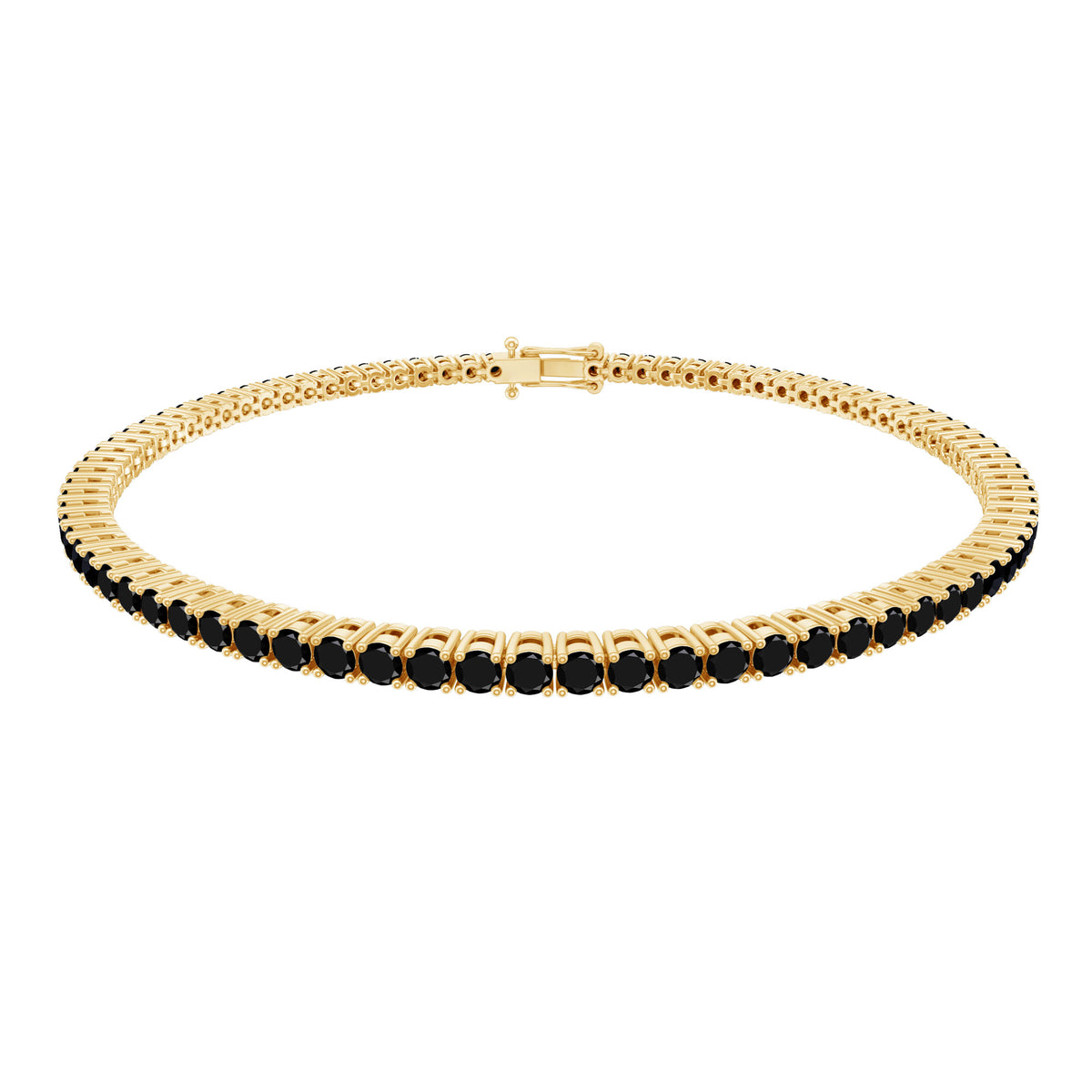 Rosec Jewels Certified Round Cut Lab Grown Black Diamond Tennis Bracelet