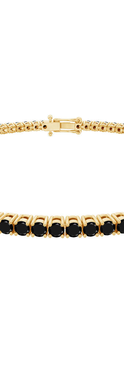 Rosec Jewels Certified Round Cut Lab Grown Black Diamond Tennis Bracelet