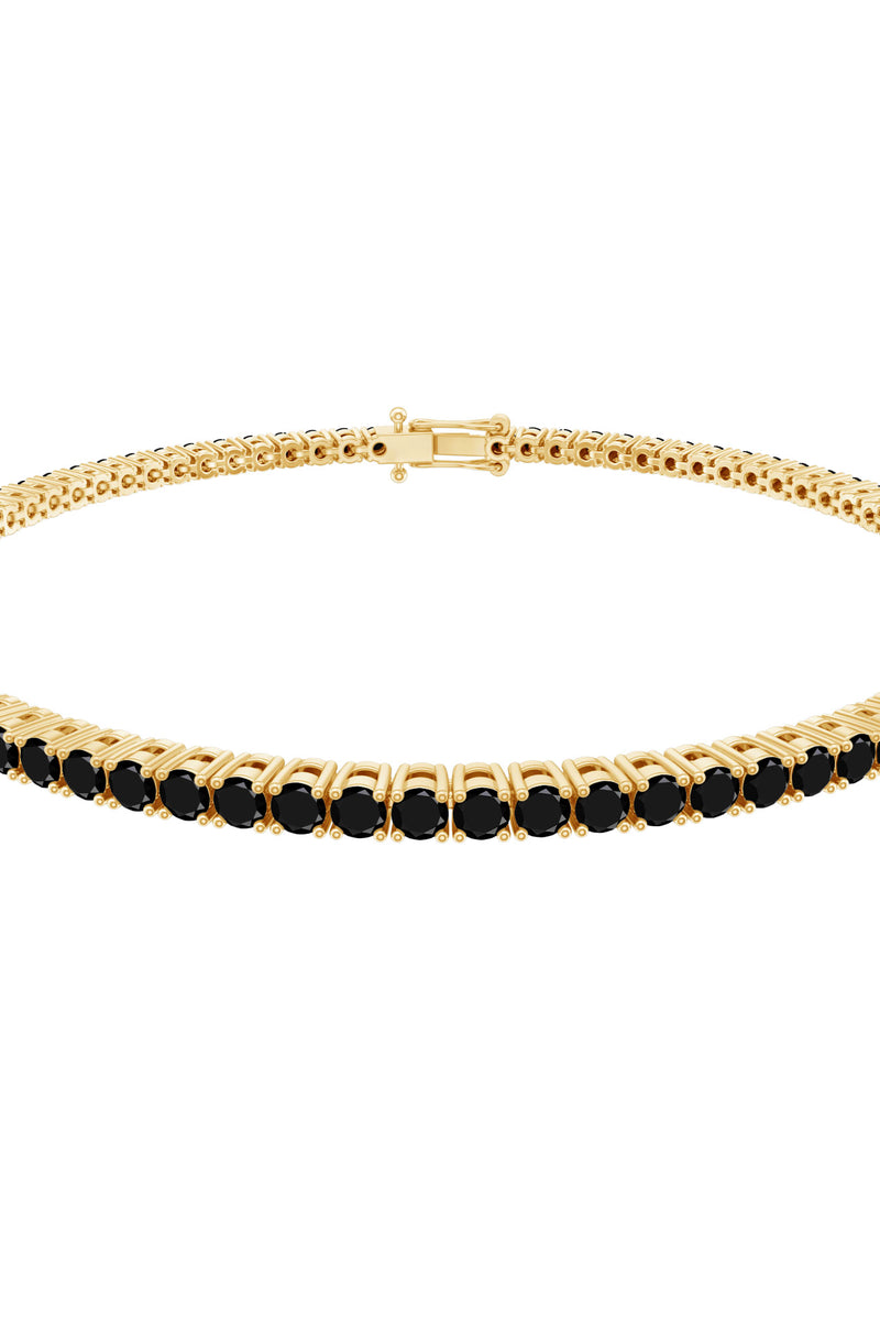 Rosec Jewels Certified Round Cut Lab Grown Black Diamond Tennis Bracelet