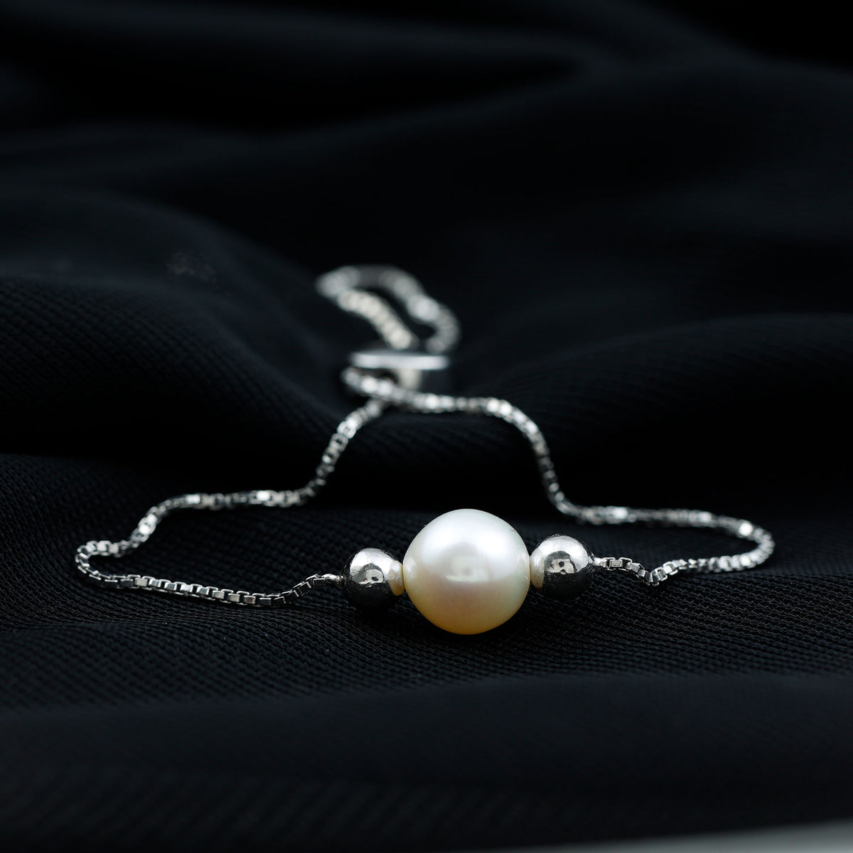 7.4 Carat Freshwater Pearl Solitaire Bolo Bracelet for Women AAA - Rosec Jewels