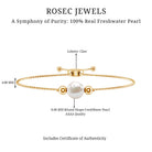 7.4 Carat Freshwater Pearl Solitaire Bolo Bracelet for Women AAA - Rosec Jewels