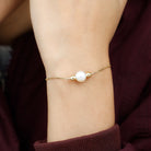 7.4 Carat Freshwater Pearl Solitaire Bolo Bracelet for Women AAA - Rosec Jewels