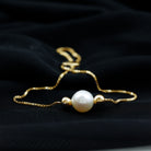 7.4 Carat Freshwater Pearl Solitaire Bolo Bracelet for Women AAA - Rosec Jewels