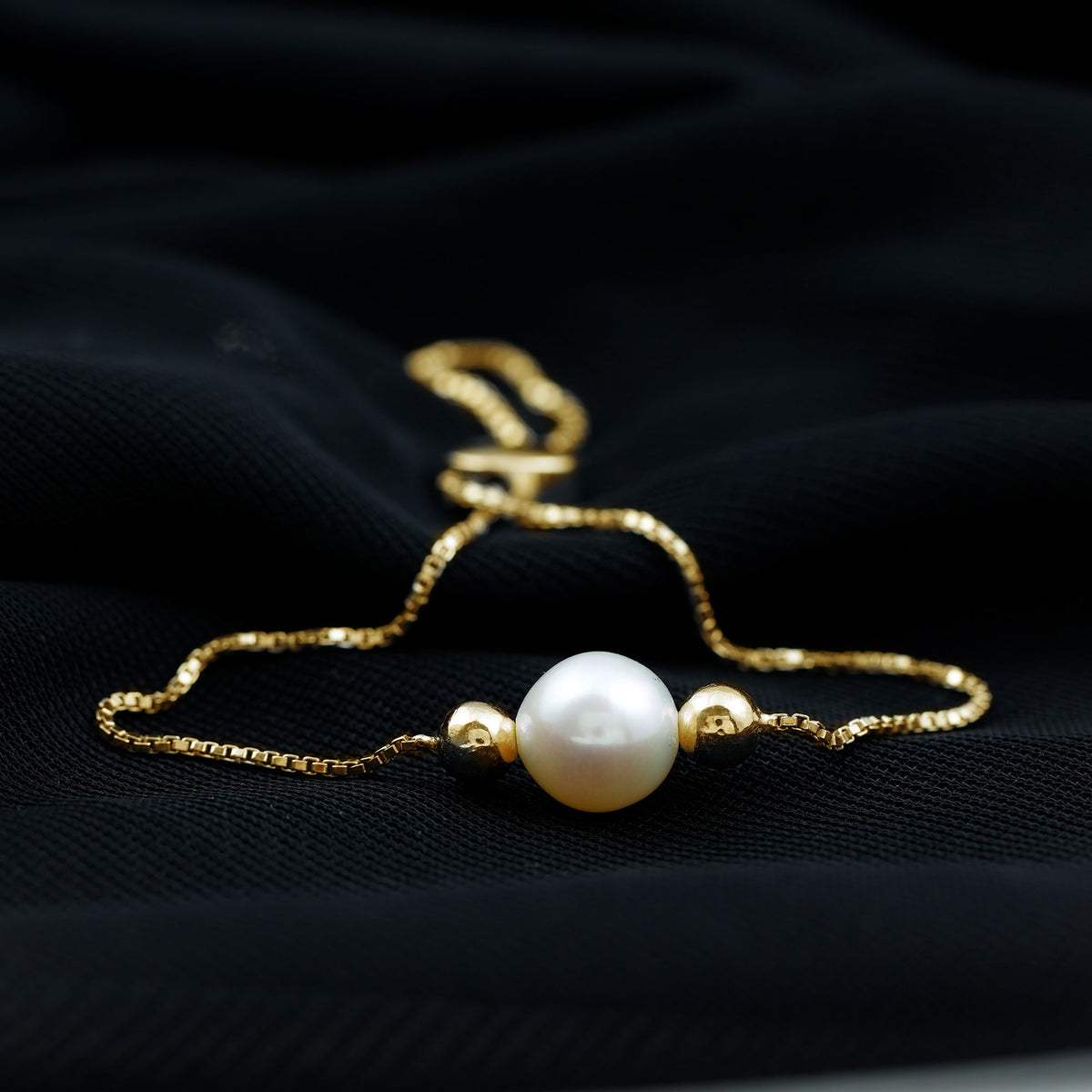 7.4 Carat Freshwater Pearl Solitaire Bolo Bracelet for Women AAA - Rosec Jewels