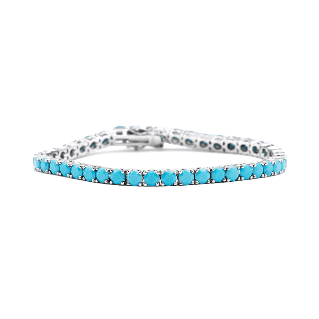 Minimal Round Turquoise Tennis Bracelet - Rosec Jewels