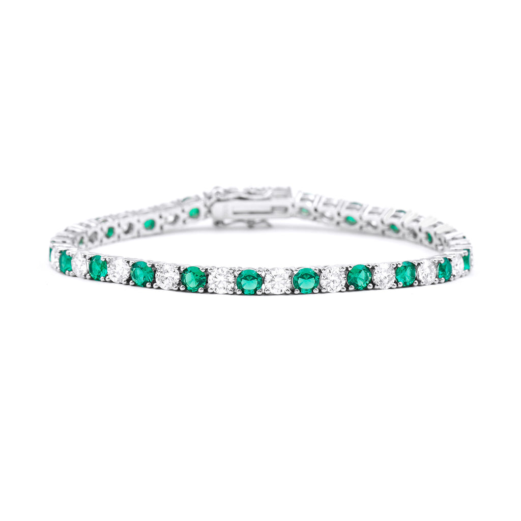 Simple Emerald and Moissanite Tennis Bracelet - Rosec Jewels