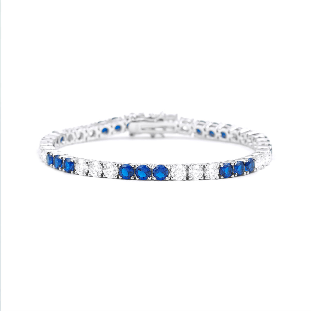 Real Blue Sapphire and Moissanite Eternity Tennis Bracelet - Rosec Jewels