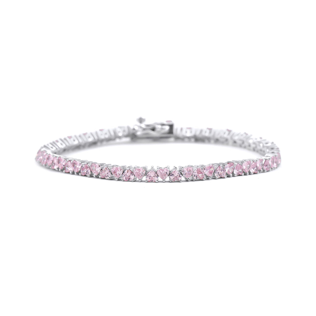Heart Shape Natural Pink Sapphire Tennis Bracelet - Rosec Jewels