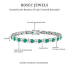 Heart Shape Lab Created Emerald and Diamond Tennis Bracelet AAAA - Rosec Jewels
