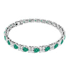 Heart Shape Lab Created Emerald and Diamond Tennis Bracelet AAAA - Rosec Jewels