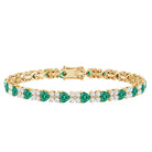 Heart Shape Lab Created Emerald and Diamond Tennis Bracelet AAAA - Rosec Jewels
