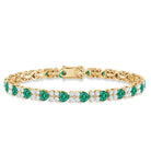 Heart Shape Lab Created Emerald and Diamond Tennis Bracelet AAAA - Rosec Jewels