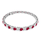 Lab Grown Ruby Heart Tennis Bracelet with Diamonds AAAA - Rosec Jewels