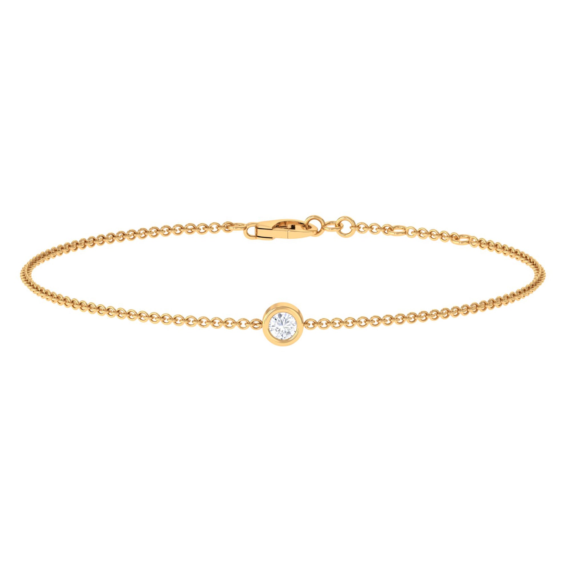 Bezel Set Diamond Chain Bracelet Diamond - ( HI-SI ) - Color and Clarity - Rosec Jewels
