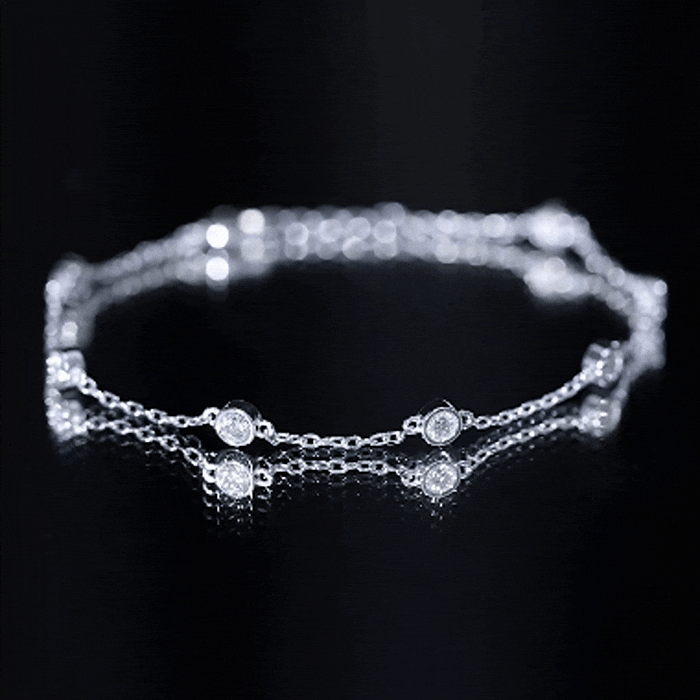 Cubic Zirconia Station Bracelet in Sterling Silver AAAAA 92.5 Sterling Silver 7.0 Inches - Rosec Jewels