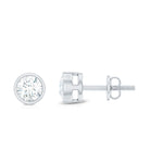 Dainty Moissanite Solitaire Stud Earrings in Bezel Setting D-VS1 - Rosec Jewels