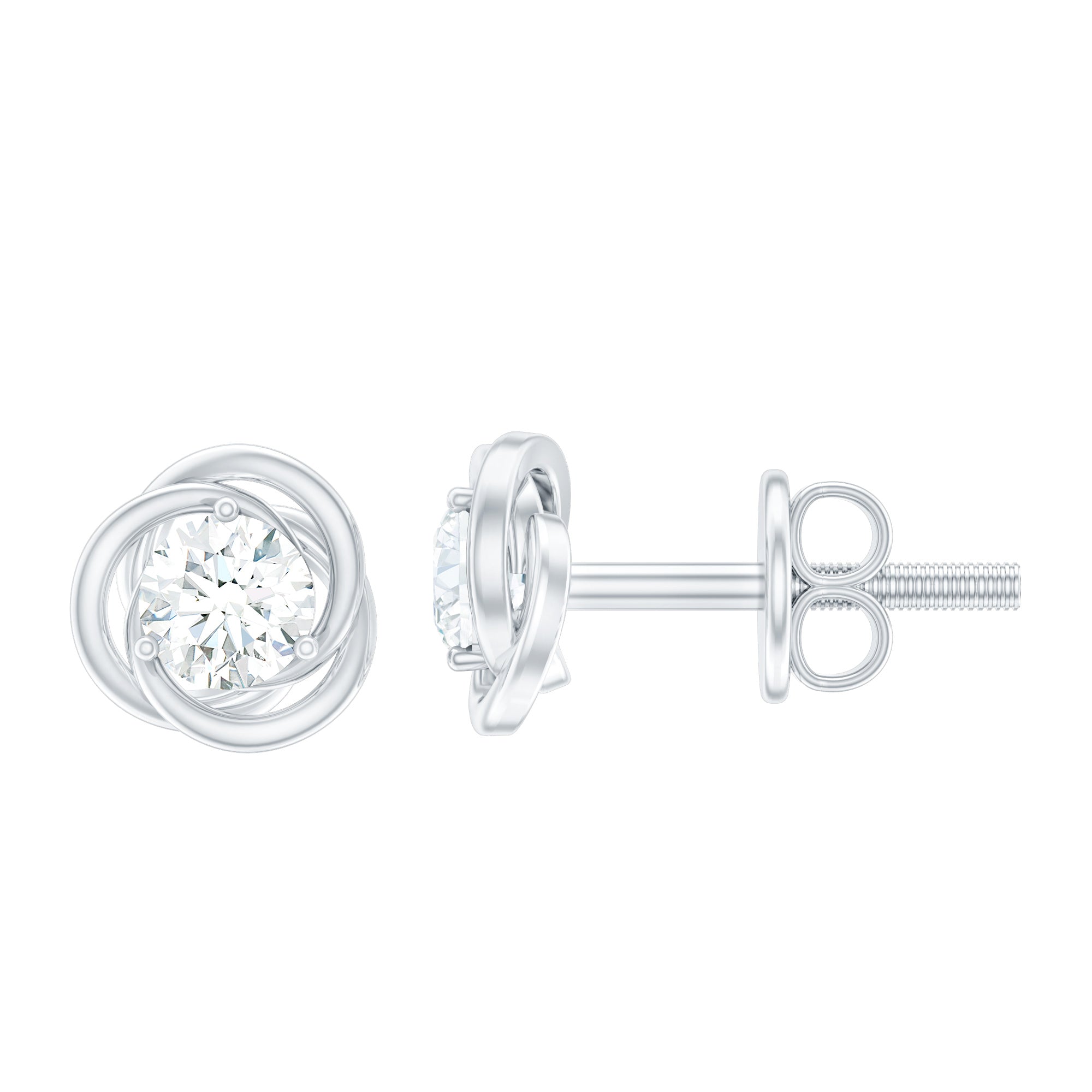 Real Diamond Swirl Stud Earrings for Women