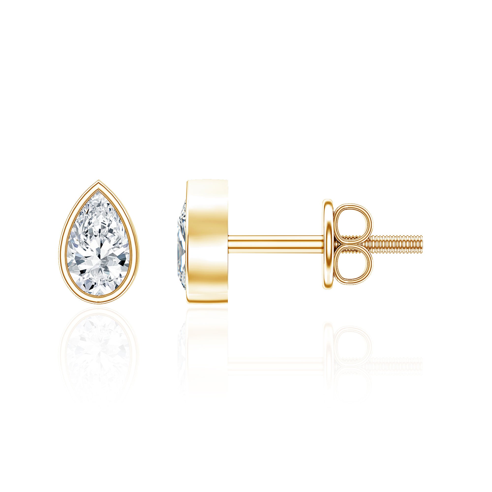 Bezel Set Diamond Tiny Stud Earrings Natural - ( HI-SI ) - Rosec Jewels