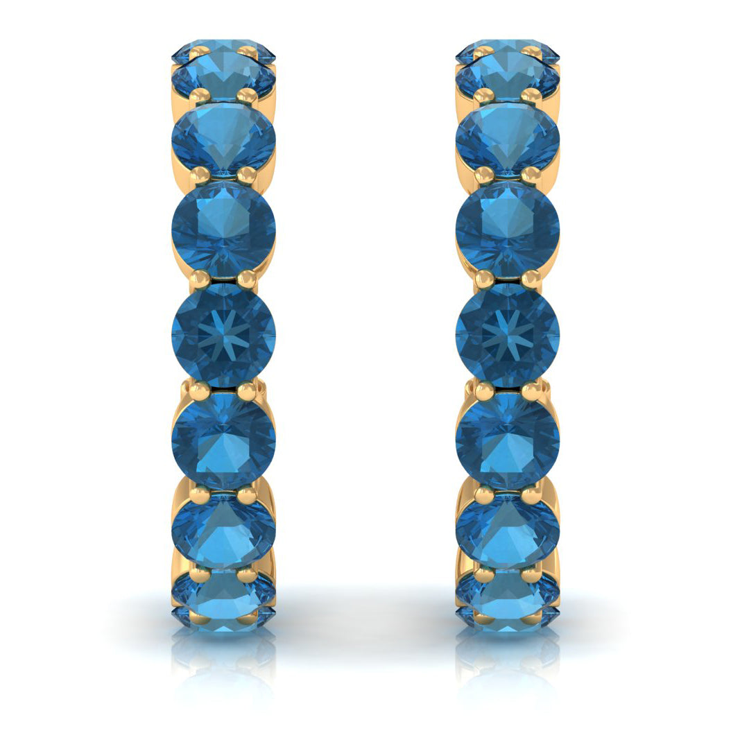 4.25 CT London Blue Topaz Eternity Hoop Earring London Blue Topaz - ( AAA ) - Quality - Rosec Jewels